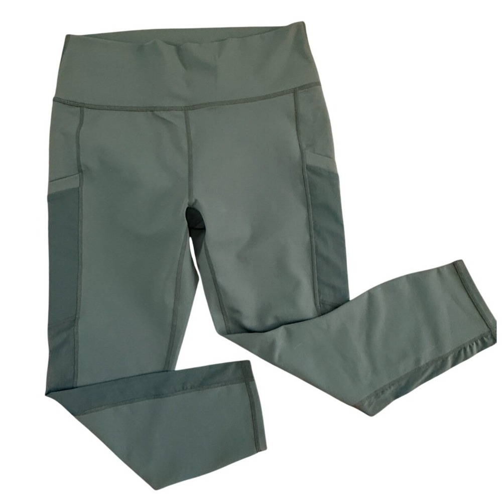 Fabletics Mila High Waisted Pocket Capri Leggings Women L 10 Olive Green NWT